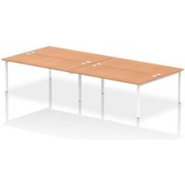 Impulse Bench B2B 4 Person 1800 White Frame Office Bench Desk Oak