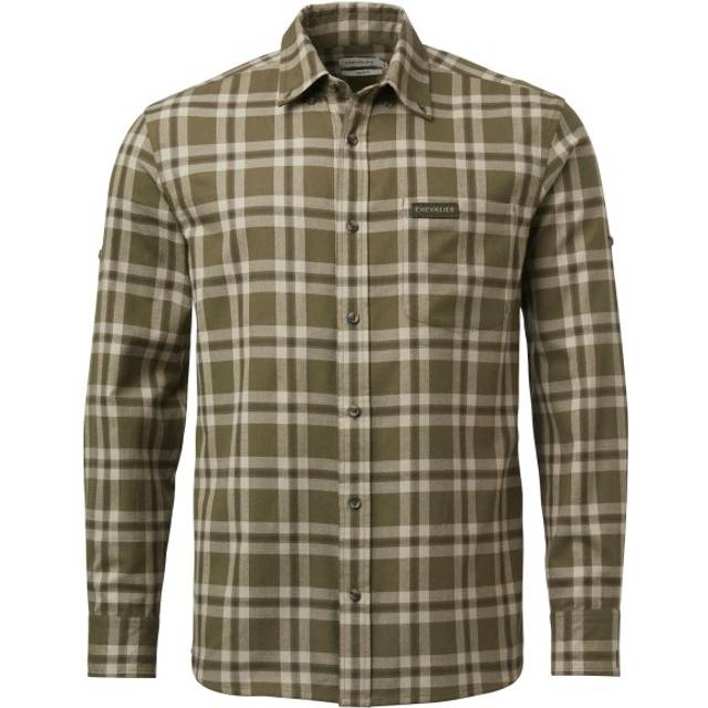 Chevalier Men's Teal Light Flannel Shirt Olive Green Checked, S