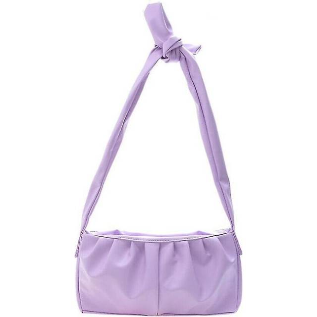 Retro Women Shoulder Bag Casual Pleated Solid Color Pu Leather Underarm Handbag Summer Pleated