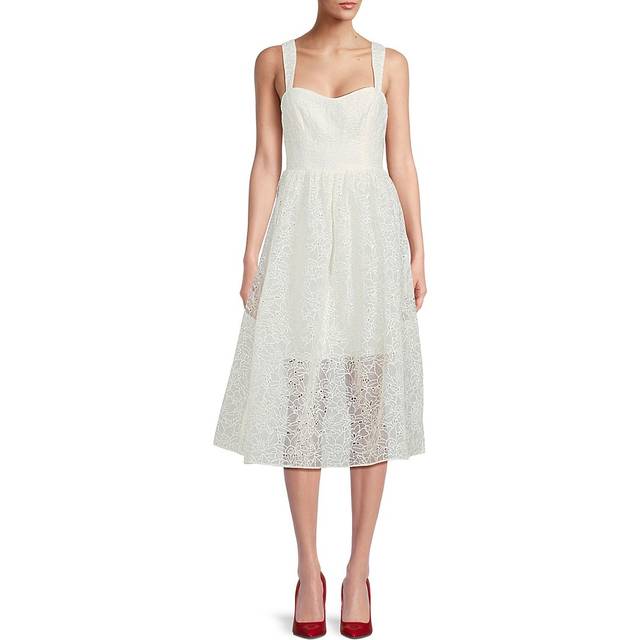 Embroidered Lace Strappy Dress Summer White