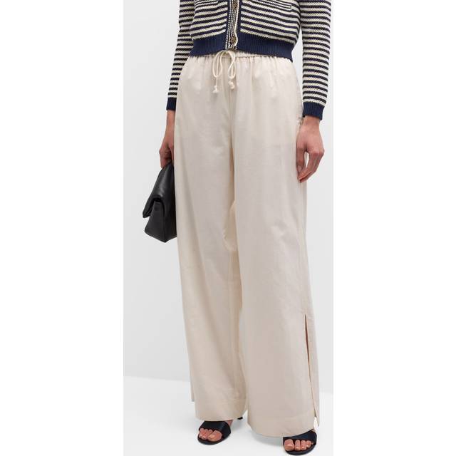 FRAME Denim Drawstring Linen-Blend Lounge Pant