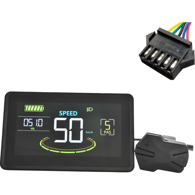 H6C Electric Bike LCD Display Meter 24V-60V E Scooter LCD Panel Color Screen with USB UART for Electric Bike(SM 5PIN)