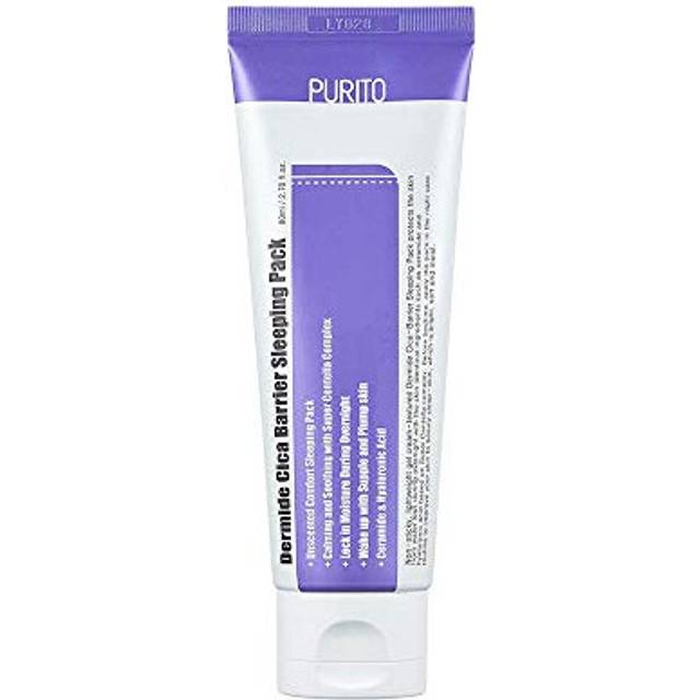 PURITO Dermide Cica Barrier sovpaket 2,7 l 80 ml ceramid och centella, nattkräm, känslig typ, fuktgivande kompress