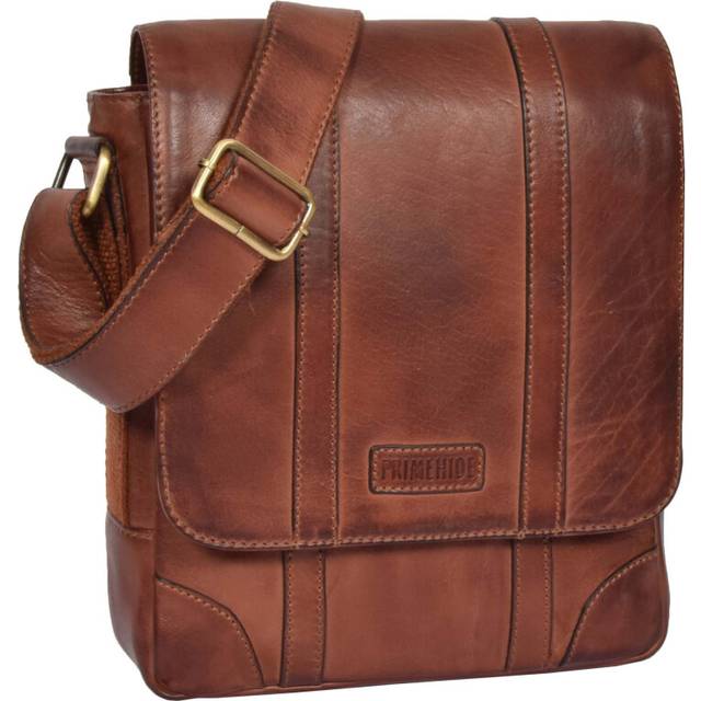 Real Leather Two Tone Designer Cross Body Vintage Tan Flight Bag  Oia