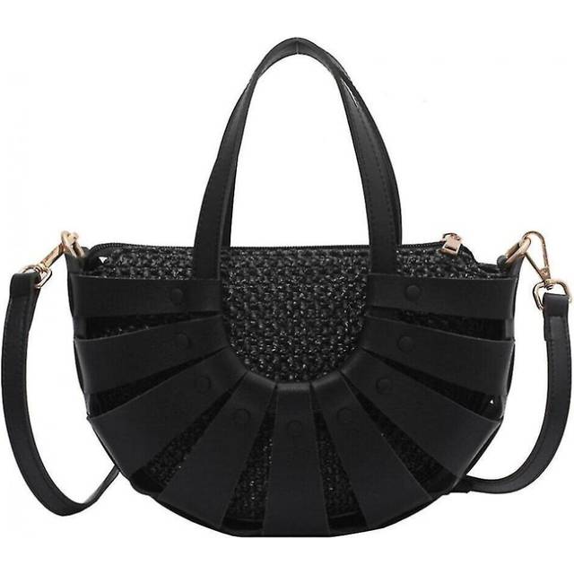 Pu Leather Hand-woven Ladies Handbags Summer Rattan Bag Bohemia Beach Fashion Semicircle Shoulder