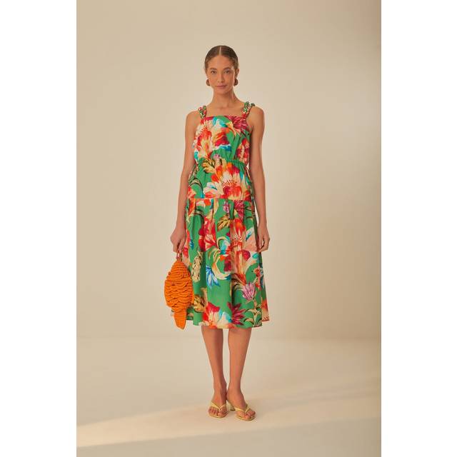 Green Tropicart Sleeveless Midi Dress, TROPICART GREEN / XL