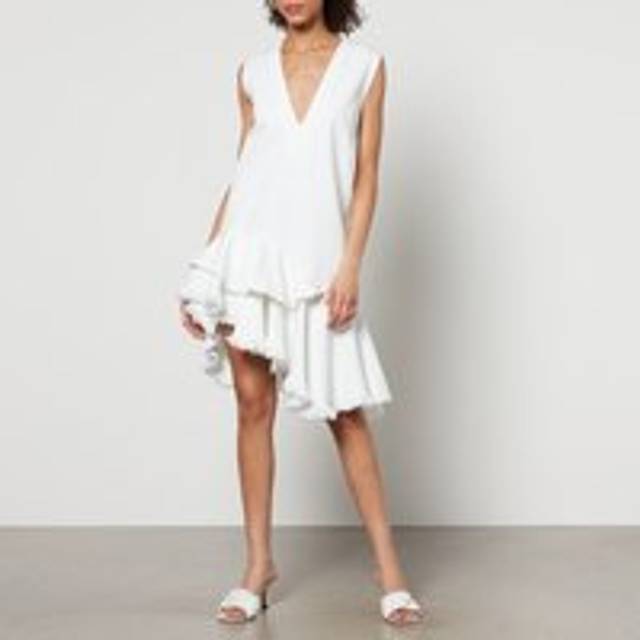 Marques Almeida Denim V-Neck Frill Dress - XS - White