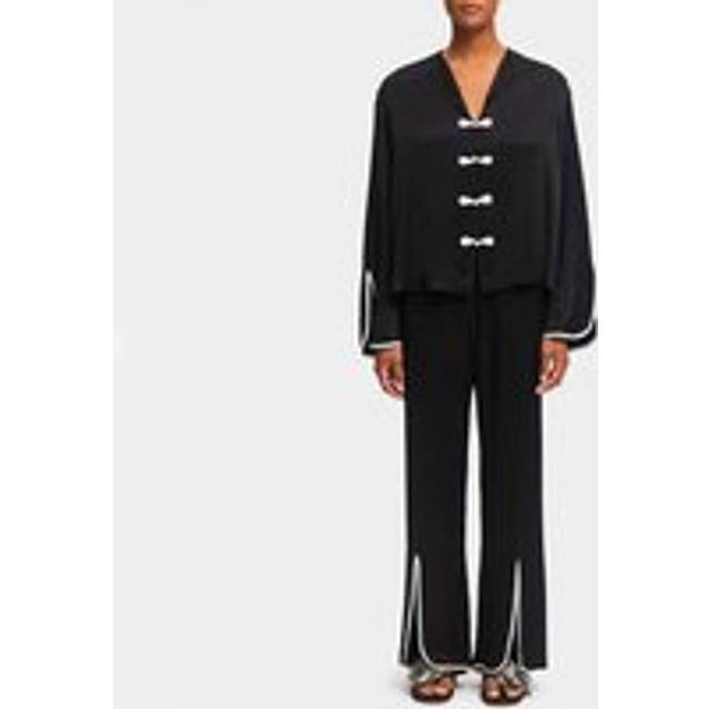 Sleeper Louis Bow Satin Pyjama Set - XL - Black