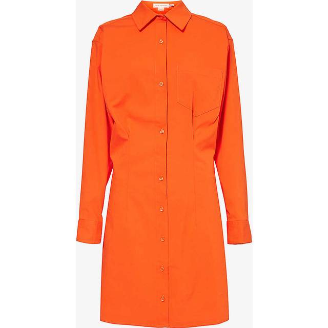 Good American Womens Roma002 Patch-pocket Box-pleat Cotton-blend Mini Dress L