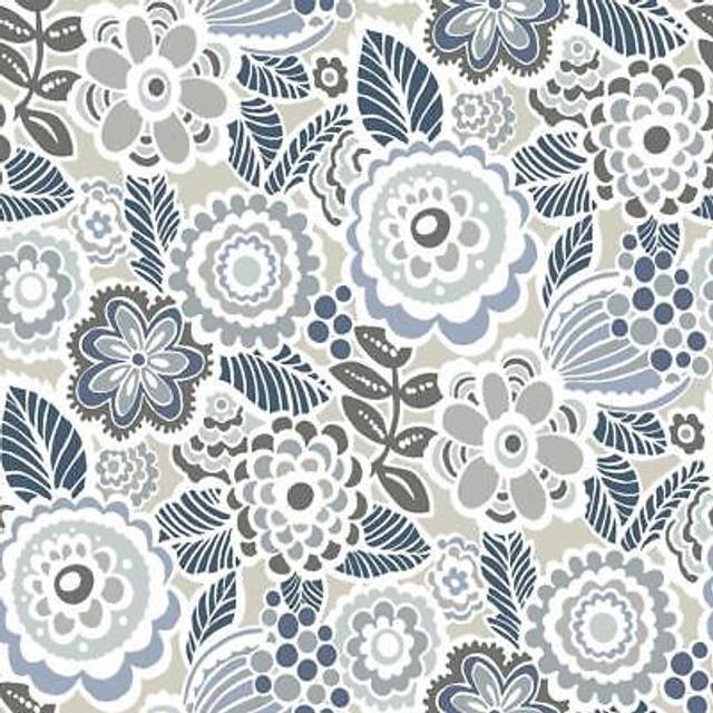 A Street Prints Floral Leaf Grey Blue Wallpaper Flowers Paste The Wall