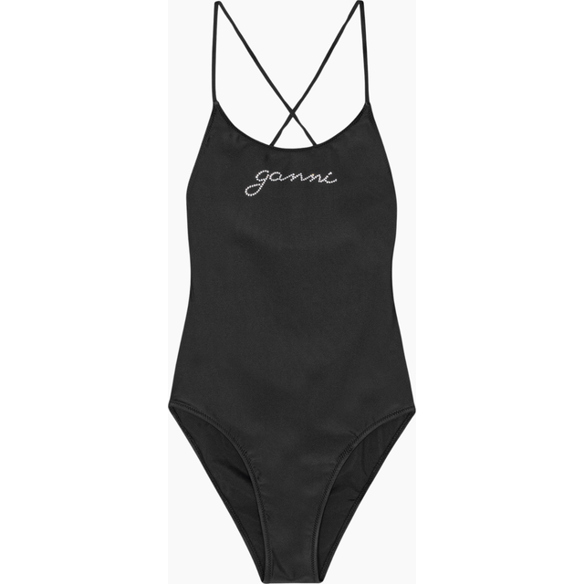 GANNI BLACK SWIMSUIT WITH LOGO