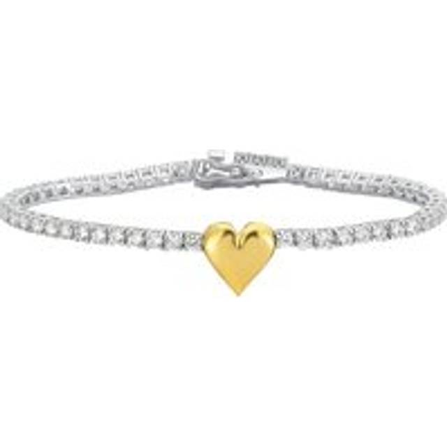 Womens Sterling Silver Heart Tennis Bracelet - Grey - One Size