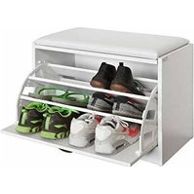 Sobuy White Shoe Storage Bench With Flip Drawer Seat Cushion Cabinet - One Size
