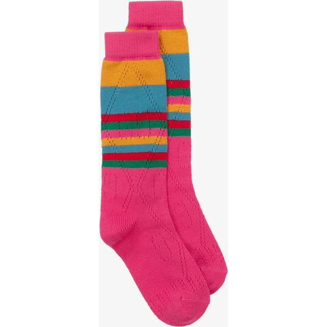 Gucci Girls Cotton Knit Gg Logo Socks - Pink - 28-30