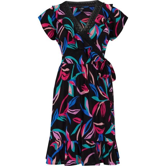 Pour Moi Crinkle Frill Wrap Beach Dress with  LENZING&trade; ECOVERO&trade; Viscose fibres - Multi, Multi, Size 10, Women - Print