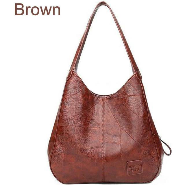 (  Brown) Ladies Women Designer Leather Shoulder Bag Large Capacity Handbag