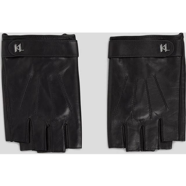 Karl Lagerfeld, K/plak Fingerless Gloves, Man, Black, Size: M
