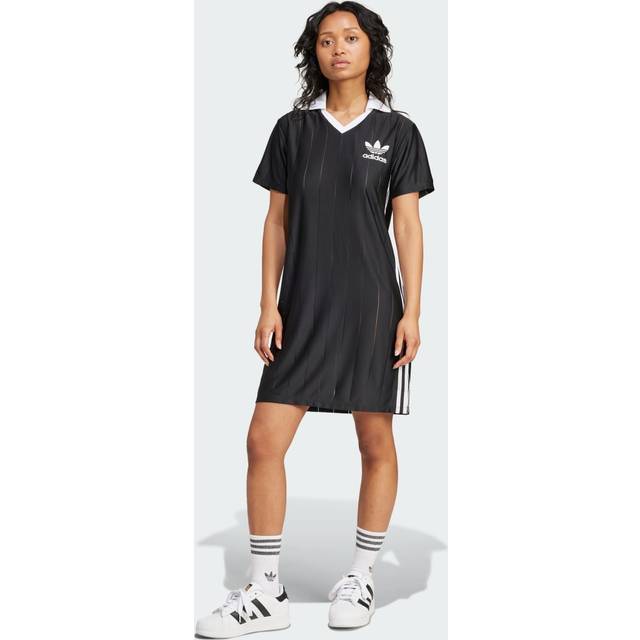adidas Originals Womens 3 Stripe Pinstripe Dress - Black, Black, Size Xs, Women - XS
