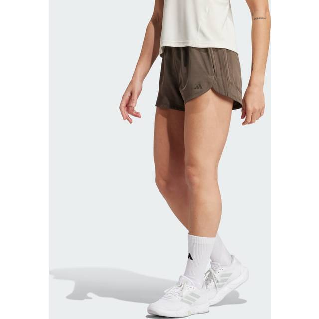Pacer Training 3-Stripes Woven High-Rise Shorts - Shadow Olive / Shadow Olive - XS 5"