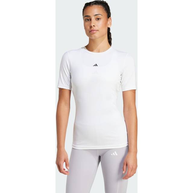 adidas – Träning – Vit t-shirt med Techfit-teknik-Vit/a