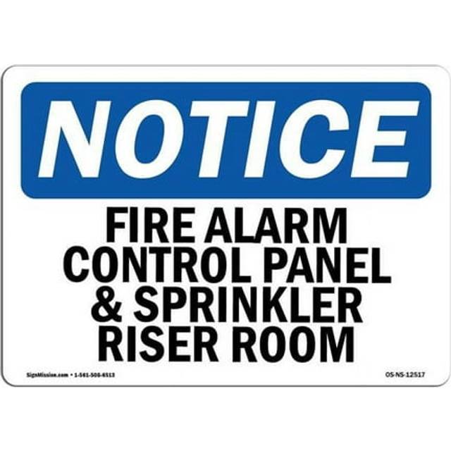 SignMission OS-NS-A-1014-L-12517 10 x 14 in. OSHA Notice Sign - Fire Alarm Control Panel & Sprinkler Riser Room