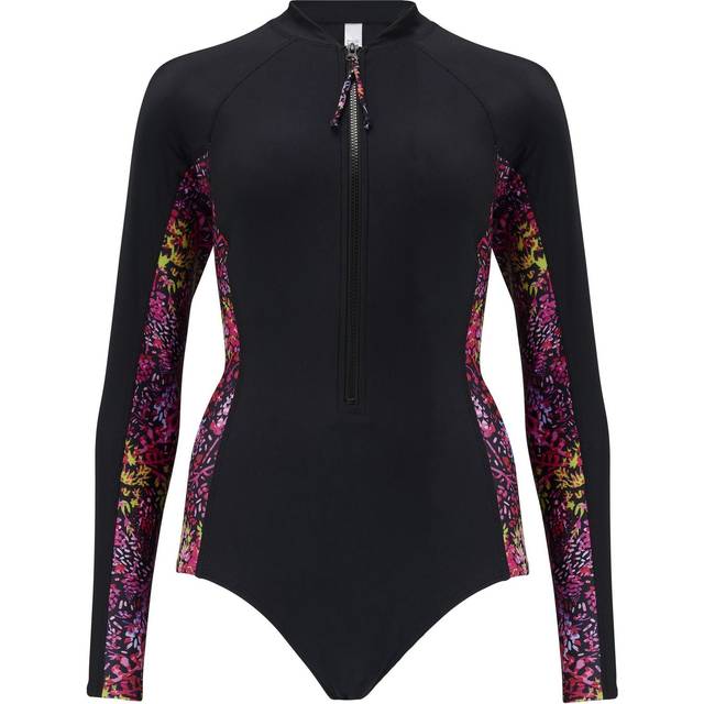 Pour Moi Energy Long Sleeved Zip Swimsuit - Black/Confetti - XS - 8