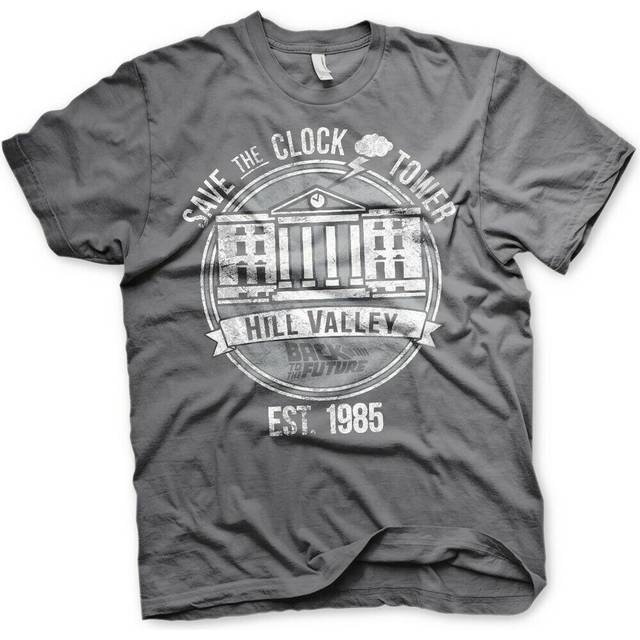 Tillbaka till framtiden T-shirt - Save The Clock Tower - S XXL - f&#xF6;r Herr - m&#xF6;rkgr&#xE5;