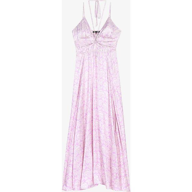 Maje Womens Roses Paisley-print Cut-out Satin Maxi Dress 10 - ROSES