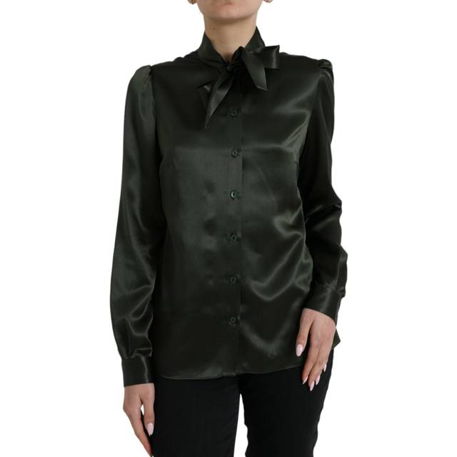 Dolce & Gabbana Elegant Silk Ascot Collar Blouse - IT44 | L - Black