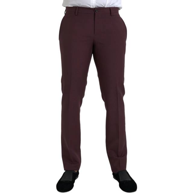 Dolce & Gabbana, Suit Trousers, male, Brown, M, Maroon Slim Fit Dress Trousers