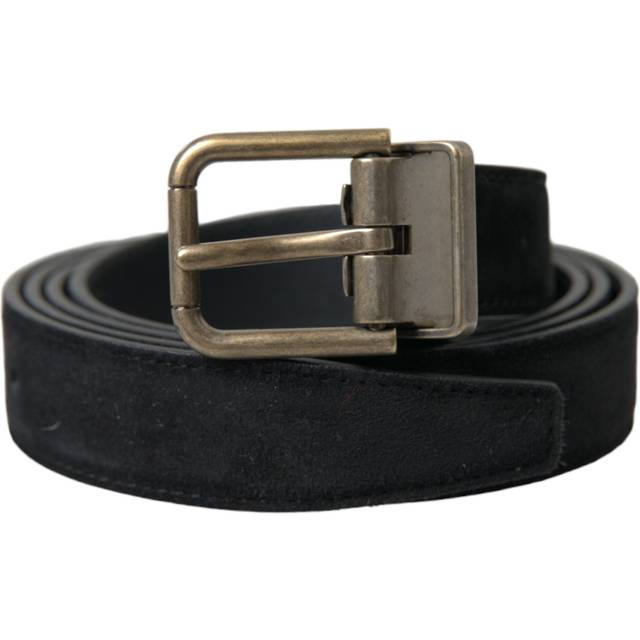 Dolce & Gabbana, Accessoarer , Herr, ONE Size, Läder, Svart läder metallspänne bälte