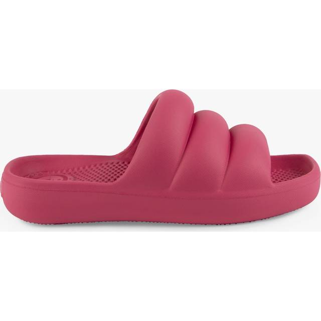 Totes Ladies Azalea Pink Moulded Puffy Sliders - Tan