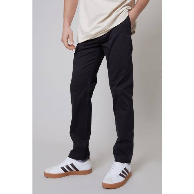 'Laurito' Cotton Regular Fit Chino Trousers with Stretch - Black - 36R