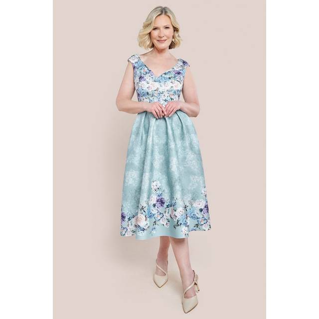 Sweetheart Floral Midi Dress - Sage Green by Goddiva - 8