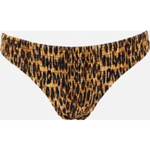 Damson Madder Leopard-Print Shirred Bikini Bottoms - UK 6 - Brown