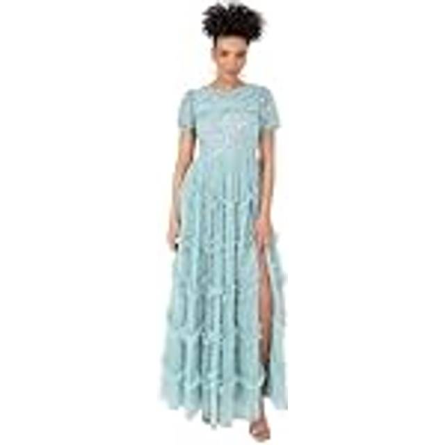 Embellished Short Sleeve Maxi Dress - Black - 18