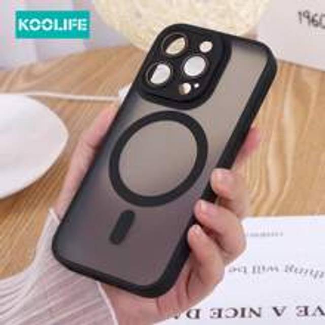 Apple Phone Holder Koolife 1st magnetisk trådlös laddning Stötsäkert skyddsfodral med linsskydd, matt finish, kompatibel med IPhone 16/16 Pro/16 Plus/ - Svart (Multi-size)