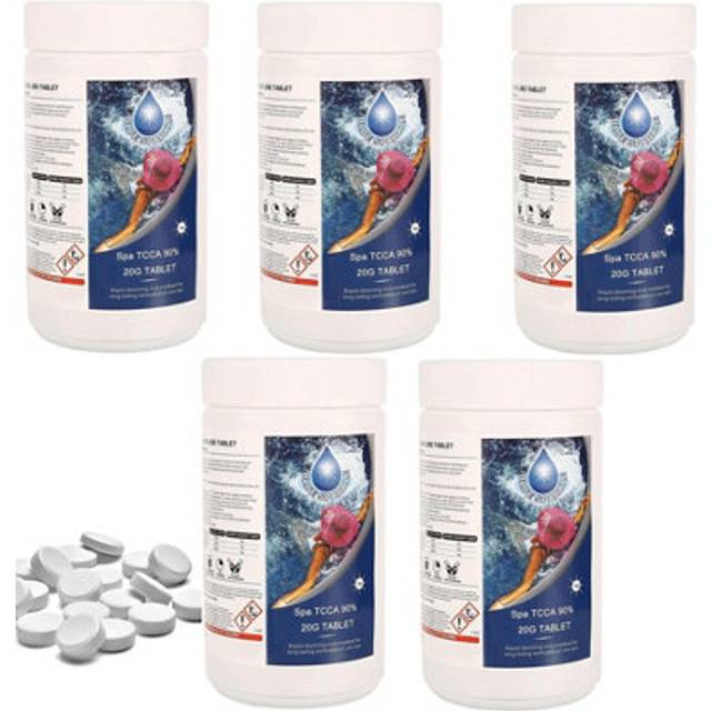 Chlorine Tablets Water Treatment for Cleaning of Hot Tub and Spa - White - 5 Pack