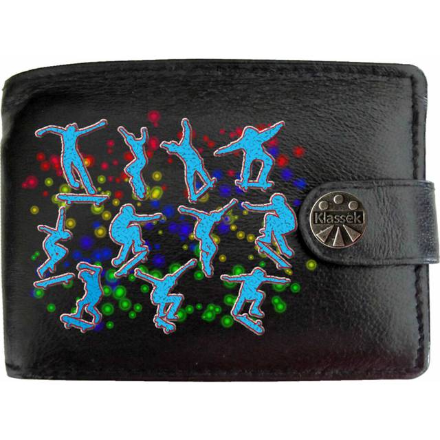 (Standard) Skateboard Skateboarding Tricks Mens Wallet Chain Leather Coin Pocket Klassek RFID Blocking Credit Card Slots and Metal Gift Box