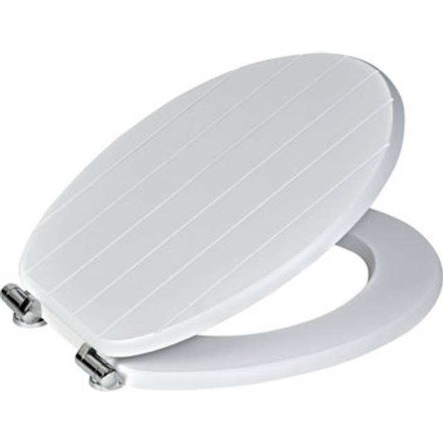 Showerdrape Suffolk Soft Close White Wooden Toilet Seat, White