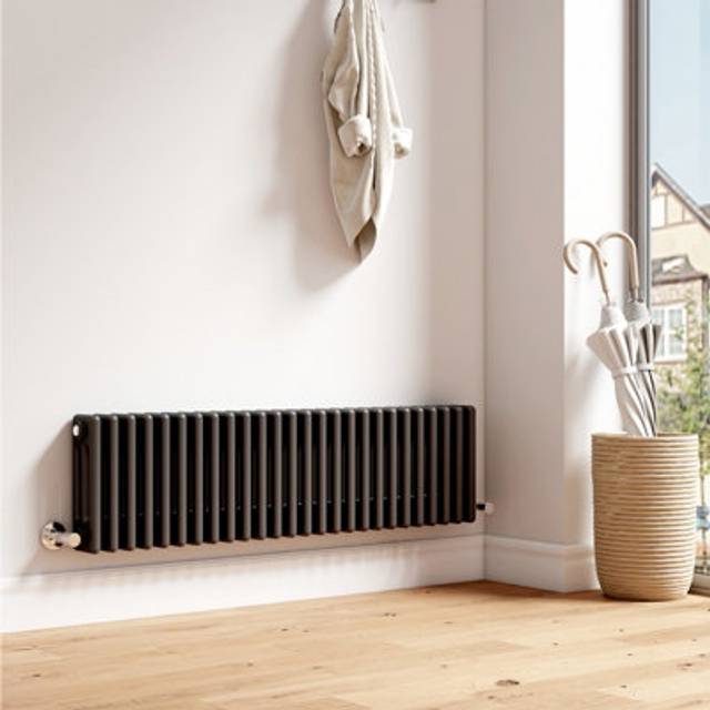 Anthracite Designer Radiator Traditional Triple Horizontal Cast Iron Radiator 300x1190mm - Emke