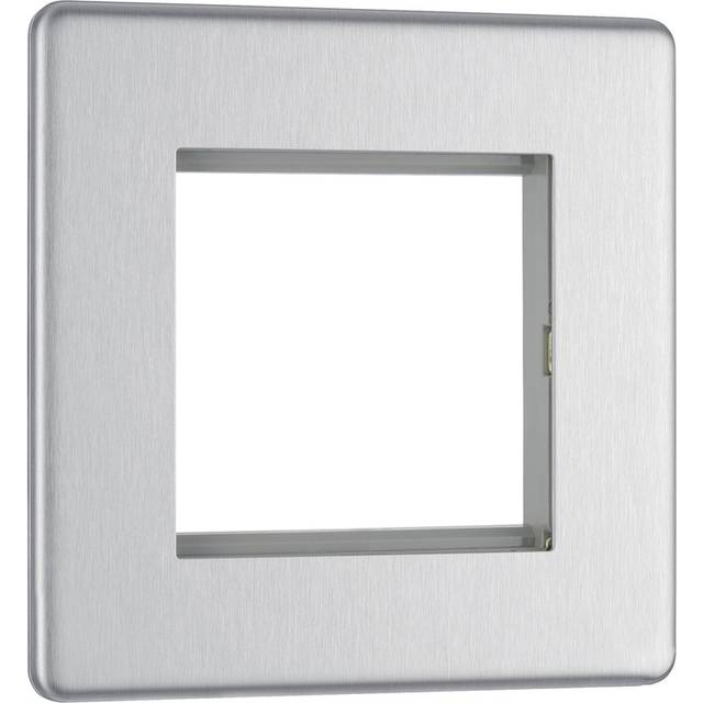 BG Flat Plate Brushed Steel 2 Mod Sq Front Plate - FBSEMS2