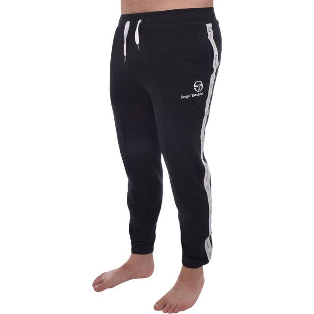 (XS, Black) Sergio Tacchini Mens Dreyan Casual Drawstring Taped Sweatpants Jogging Bottoms