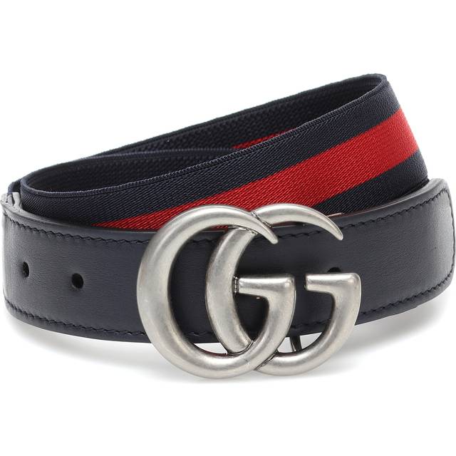 Gucci Kids GG leather-trimmed belt - blue (L)
