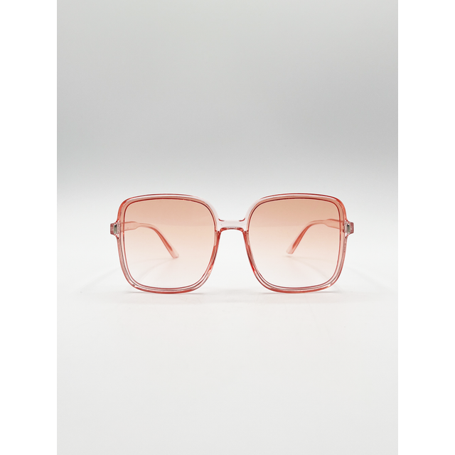 SVNX Womens Oversized Lightweight Square Frame Sunglasses in Pale Pink - Light Pink - One Size