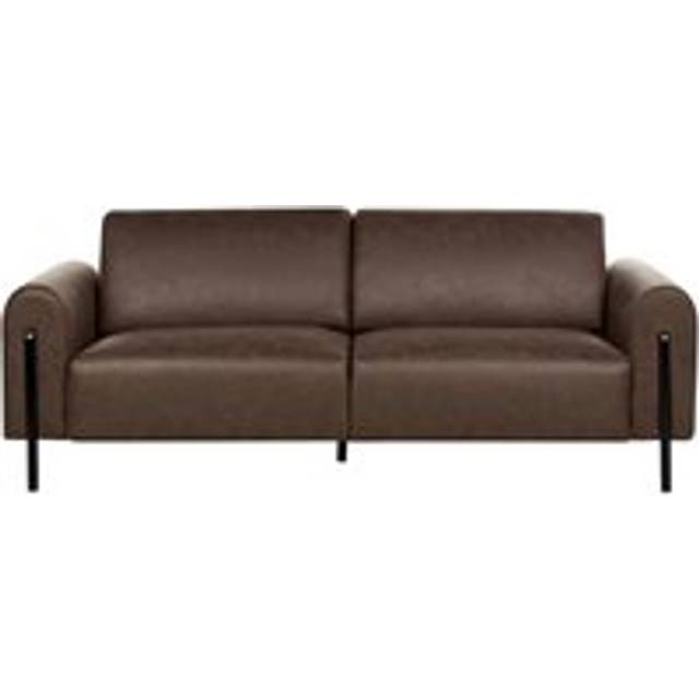 Beliani 3 Seater Fabric Sofa Dark Brown Askim, Brown