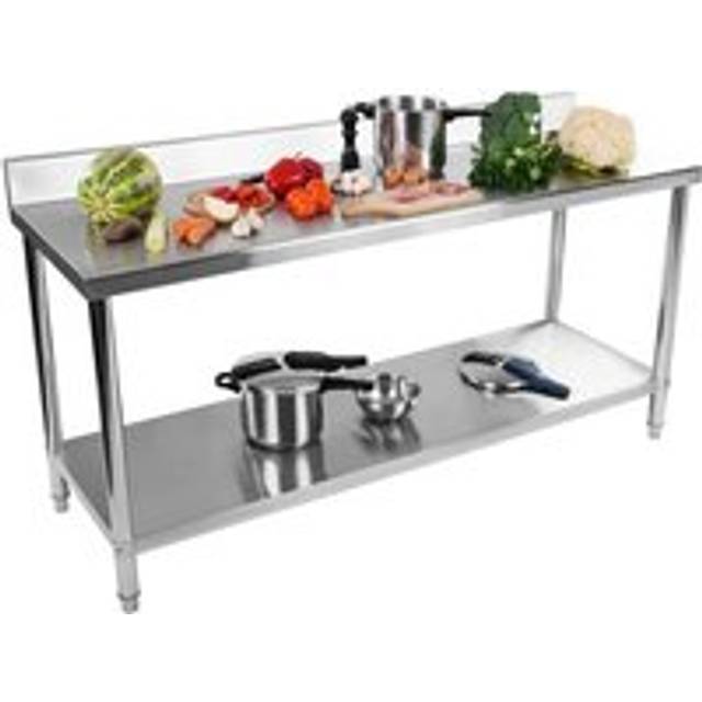 Royal Catering - Stainless Steel Table Gastronomical Working Table Kitchen Table 180X60 Upstand