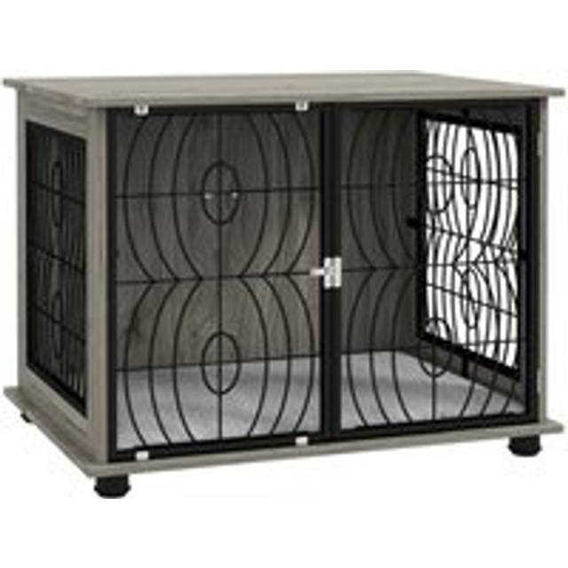PawHut Dog Crate Furniture End Table w/ Cushion for Medium Dogs