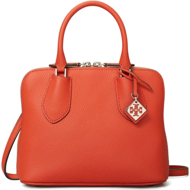 Tory Burch Pebbled Leather Mini Swing Satchel - Red (Size H 6.5  x L 8.3  x D 3)