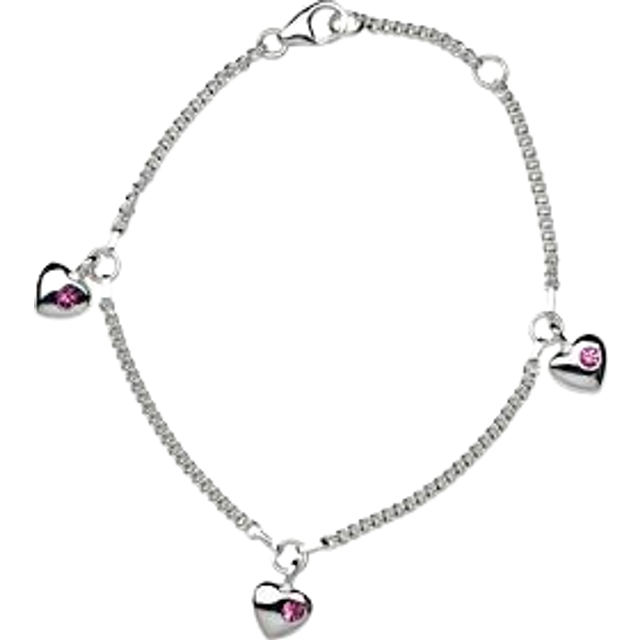 Noa Kids Rhod. silver armband med 3 hjärtan